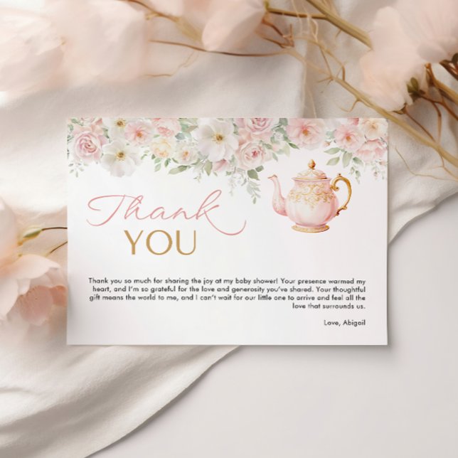 Tee Party Baby Shower Danksagungskarte Dankeskarte (Tea Party Baby Shower Thank You Card)