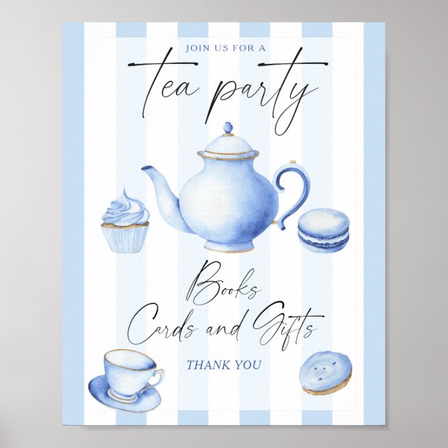 Tee-Party Babydusche Büchskarten und -geschenke Poster (Vorne)