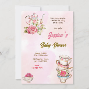 Tee-Party-Babydusche Einladung