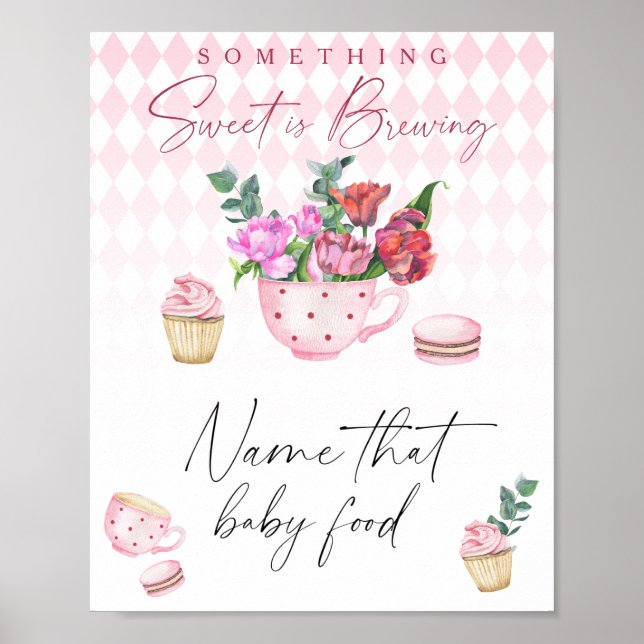 Tee-Party-Babydusche - Name dieses Babynahrung Poster (Vorne)