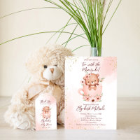 Tee-Party Babydusche rosa Teddy in einer Tasse