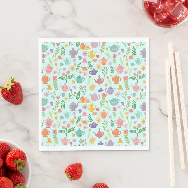 Tee Party Birthday Bridal Ostern Frühlingsflora Serviette (Beispiel)