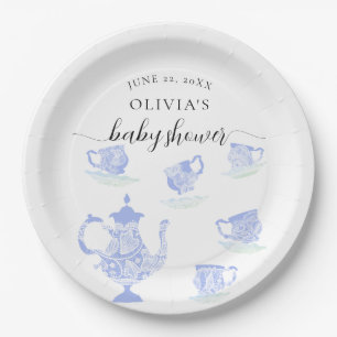 Tee Party Blue China Lace Sweet Boy Baby Dusche Pappteller