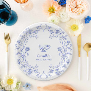 Tee Party Blue Floral Brautparty Pappteller