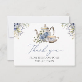 Tee Party Blue Floral Watercolor Brautparty Dankeskarte