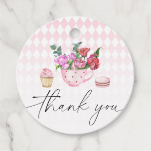 Tee-Party-Blume Babydusche Danke Geschenkanhänger