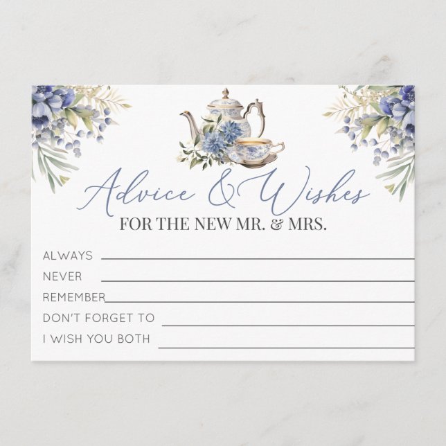 Tee-Party Blumenberater und Wünsche Brautparty Begleitkarte (Vorderseite)