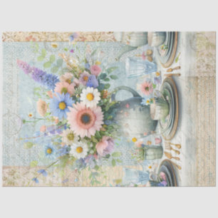 Tee Party Blumenpastel Bouquet Blue Pink Preppy Seidenpapier