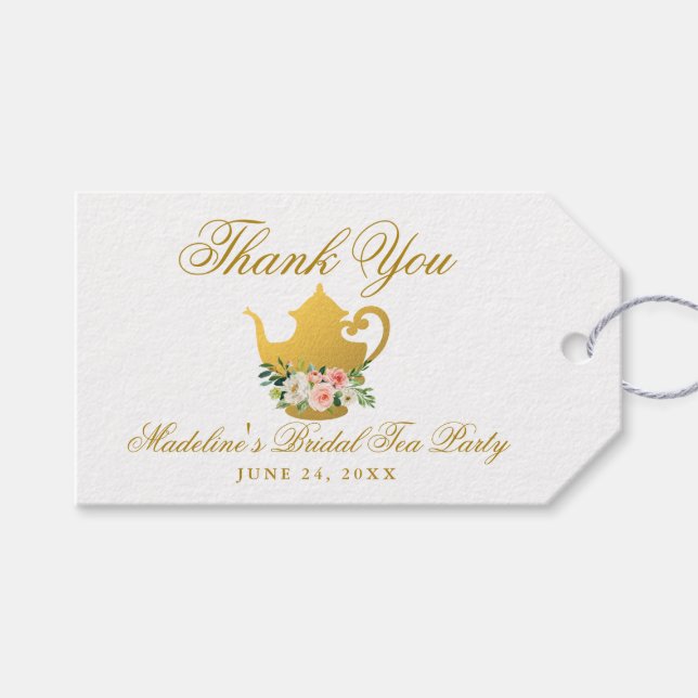 Tee Party Brautparty Gold Vielen Dank Geschenkanhänger (Vorderseite (Horizontal))