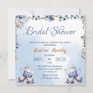 Tee-Party-Brautparty mit Duschblumen Einladung