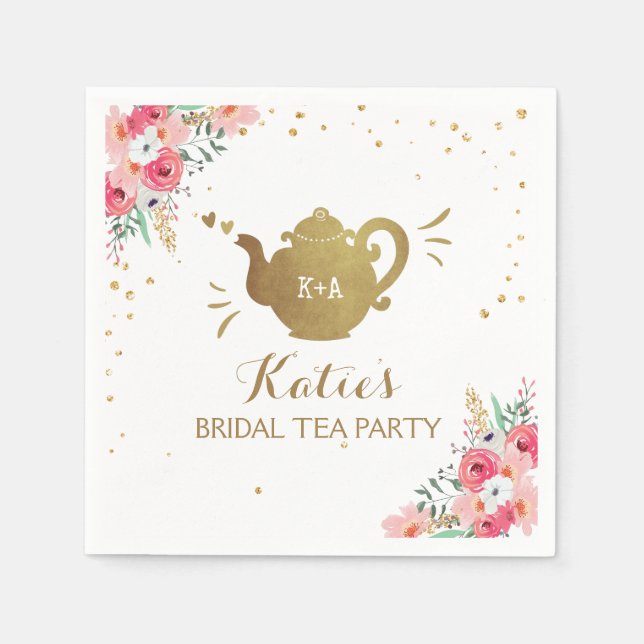 Tee Party Brautparty Paper Napkins Bridal Tee Serviette (Vorderseite)