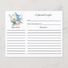 Tee-Party-Brautparty Rezept-Karte