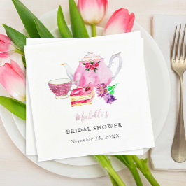 Tee Party Brautparty Teapot Dusty Rose Pink Serviette