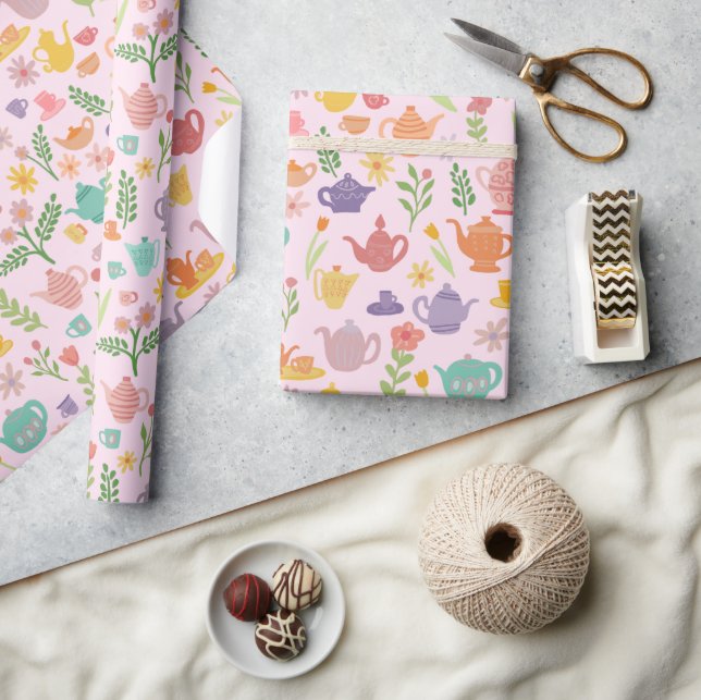 Tee Party Bridal Ostern Frühling Blumenkolorieren Geschenkpapier (Kunsthandwerk)