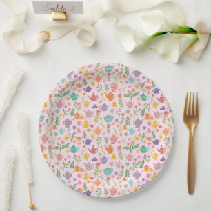 Tee Party Bridal Ostern Frühling Blumenkolorieren Pappteller