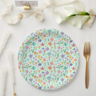 Tee Party Bridal Ostern Frühling Blumenkolorieren Pappteller