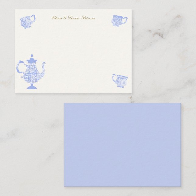 Tee Party Chinoiseries Lace Script Brautparty Mitteilungskarte (Vorne/Hinten)