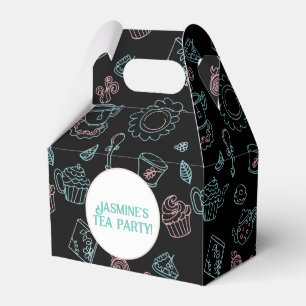 Tee-Party-Doodle-Muster-Geburtstagsfeier-Geschenkb Geschenkschachtel