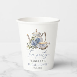 Tee Party Elegante Blaue Flora Brautparty Pappbecher