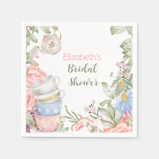 Tee-Party Elegantes rosa grünes Brautparty Serviette