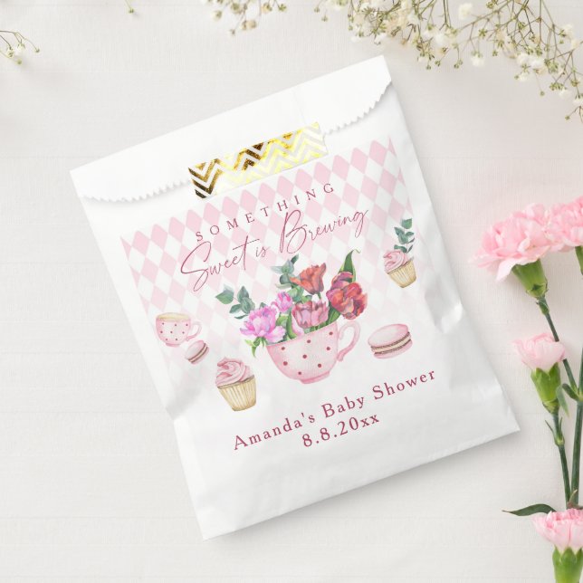 Tee Party Etwas Süßes ist Brauen Baby Dusche Geschenktütchen (Versiegelt)