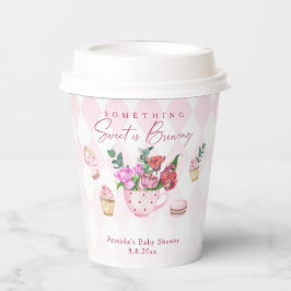 Tee Party Etwas Süßes ist Brauen Baby Dusche Pappbecher