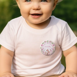 Tee Party Fairy Girl Blush Pink Blume Geburtstag Button