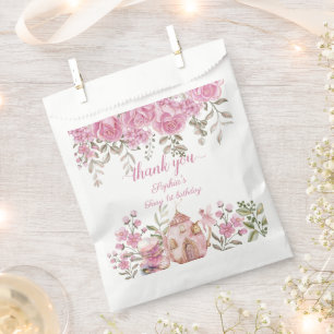 Tee Party Fairy Girl Blush Pink Blume Geburtstag Geschenktütchen