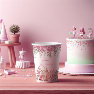 Tee Party Fairy Girl Blush Pink Blume Geburtstag Pappbecher