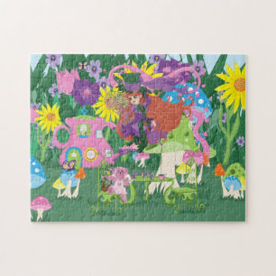 Tee-Party-Fee, Vintage-Uhr und Pilze Puzzle