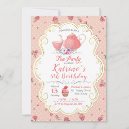 Tee Party Geburtstag. Tee-Party-Babydusche Einladung