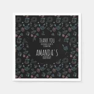 Tee-Party-Geburtstags-Doodle-Hintergrund Serviette