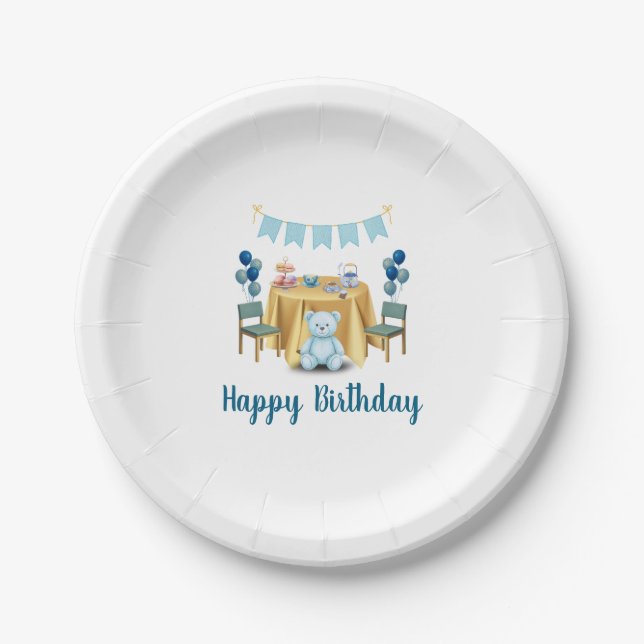 Tee-Party-Geburtstags-Papierplatten Pappteller (Vorderseite)