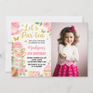 Tee-Party Geburtstagseinladung mit Matching Teacup Einladung