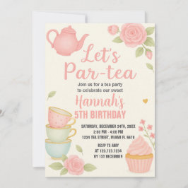 Tee-Party Geburtstagsfeier Einladung mit Blumen