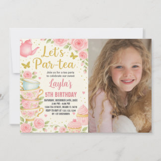 Tee-Party Geburtstagsfeier Einladung mit Foto