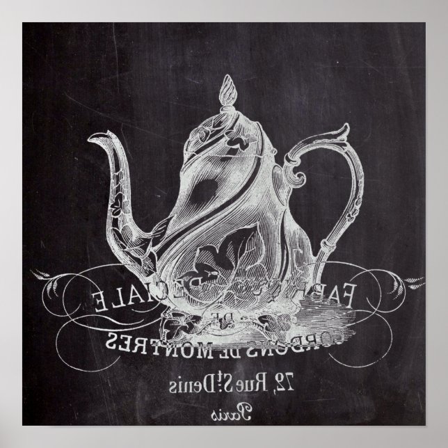 Tee-Party-Kalkboardteekanne Poster (Vorne)