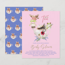 Tee-Party Kinderdusche Einladungen Niedlich Tee-Po