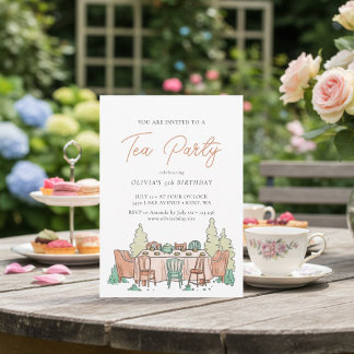 Tee-Party Kindergeburtstag Einladung