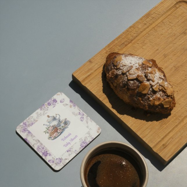 Tee Party Lavender Garden Floral Baby Dusche Rechteckiger Pappuntersetzer (Von Creator hochgeladen)