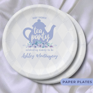 Tee-Party Lila Watercolor Kinderdusche Pappteller