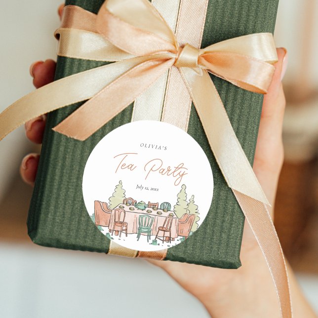 Tee-Party-Mädchen Geburtstag niedlich Runder Aufkleber (Von Creator hochgeladen)