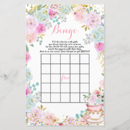Tee Party Pastel Blume Babydusche Bingo