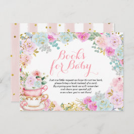 Tee-Party Pastel Blume Bücher für Kinder Einladungspostkarte