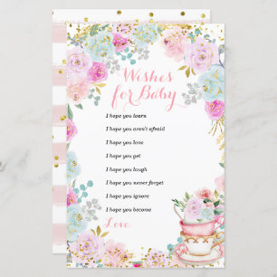 Tee Party Pastel Blume Wünsche für Baby