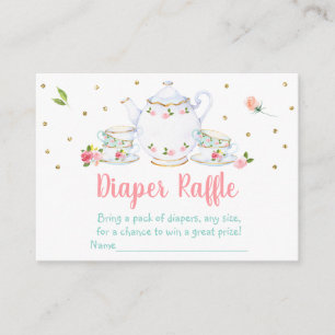 Tee-Party Pink-Gold-Baby-Dusche Windelwanne Begleitkarte