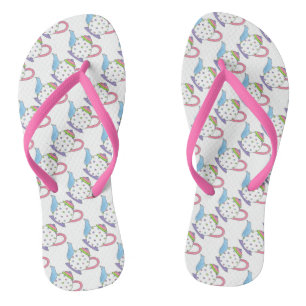 Tee-Party Polka Dot Teapot Teezeremonie auf dem Te Flip Flops