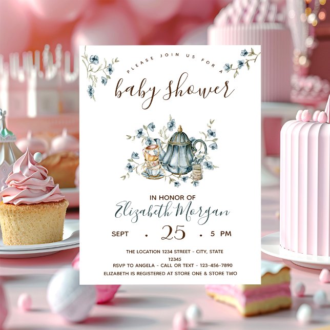 Tee Party Polka Dots Baby Shower Einladung (Von Creator hochgeladen)