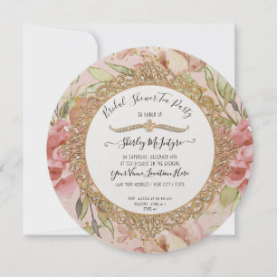 Tee-Party Rosa Blumenrosa Brautparty Einladung