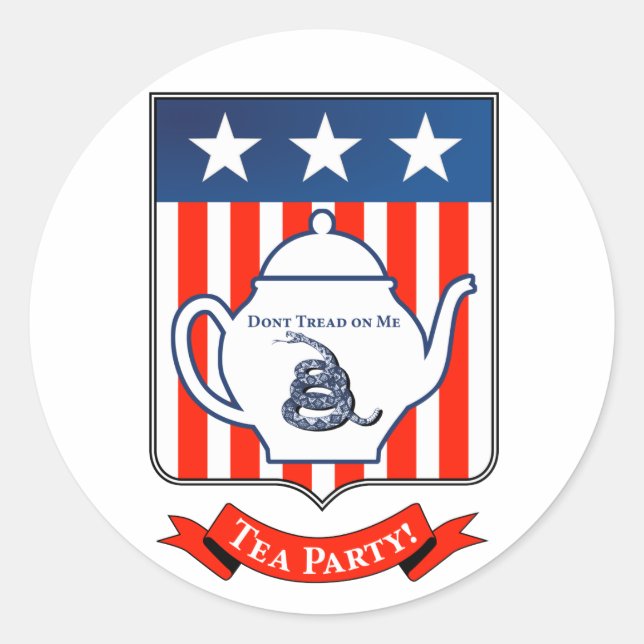 Tee-Party! Runder Aufkleber (Vorderseite)